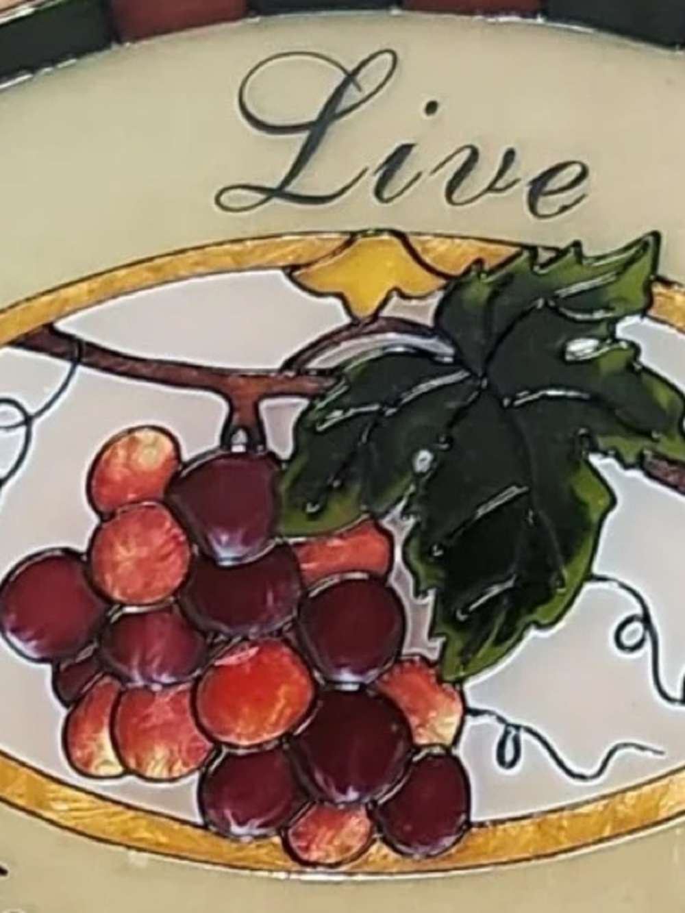 Home Dining Decorative Grape Ceramic Plate - Red & Green
